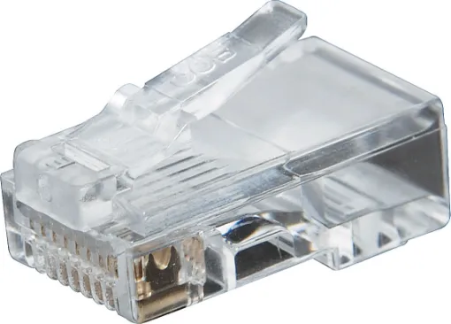 8P8C RJ45 modular plug designed for use with stranded UTP cable. Ideal for data and telephony applications.