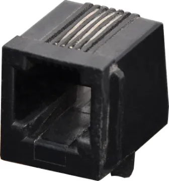 4P4C RJ10 Modular Socket Low Profile PCB Mount Housing: PBT Mixed 15% Glass Fibre, 94V-O
Contact: Gold Plated Phosphor Bronze Alloy
Insulation Resistance: 10M Ohm Minimum
Contact Resistance: 20M Ohm Max. per contact
Dielectric Withstand Voltage: 1000V AC RMS 60Hz
Current Rating: 1.5 Amps
Mechanical Life: 500 cycles minimum
Retention Strength: 7.7kg between plug & socket