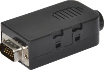 DE15 Male Plug to Terminal Block Breakout With this DE15/VGA D-Sub breakout users can make their own custom DE15 wiring interfaces with ease. The casing houses a PCB with screw terminal blocks suitable for use with stranded or solid core copper wire. Once wired up, you can clip the casing closed securely - it can be reopened if require using a small screw driver.