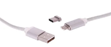 Magnetic USB C & Micro B Charge Lead 1M Features interchangeable magnetic USB C and USB Micro B adaptors which can be left plugged into your devices when not connected.