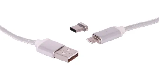 Features interchangeable magnetic USB C and USB Micro B adaptors which can be left plugged into your devices when not connected.