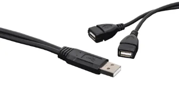 USB Charging Splitter Lead Splits one output into two for charging two devices.