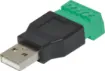 This is the USB-A Male Plug to 5-pin Terminal Block. If you need to connect to a device with a USB Jack, maybe make your own USB stick or custom cable of sorts - this adapter will come in very handy! No soldering required. Just use a small screwdriver to open up the terminal blocks, slide in your stranded or solid-core wire, and re-tighten.