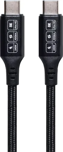 1.2m 240W USB C charging, data and display cable. USB 4.