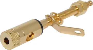 Black Gold Plated Binding Post Gold plated ideal for custom audio requirements such as wooden speaker boxes. 32mm mounting depth.