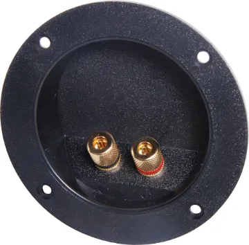 2 Way Speaker Terminal Binding Post Gold Round Recessed Terminals.  Gold plated screw cap posts will accept banana plugs or stripped wire.