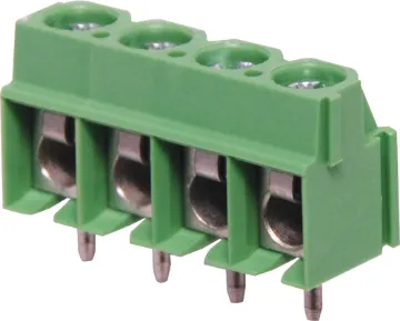4 Way 5mm Mini PCB Mount Terminal Block Dove-tail grooves enable these terminal blocks to be ganged together in any combination. With spring steel wire protect terminals. 
300V AC rated. 
Cable size 0.5-2mm2