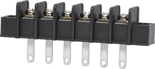 Pin Spacing: 9.5mm
Current Rating: 15A at 250V
Solder Lugs: Tin Plated Brass
Screw: Nickel Plated Steel
Housing: Thermoplastic UL94V-O, Black