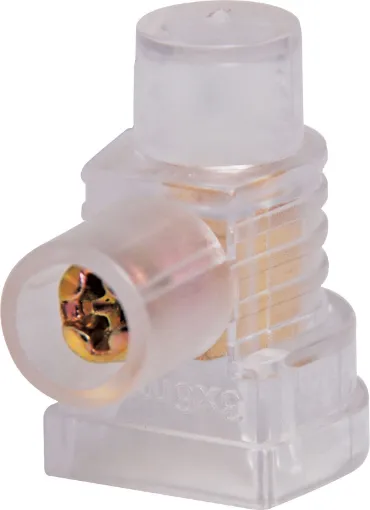  Insulated connector for mains wiring. 40A rating. 6mm hole. Clear moulding.