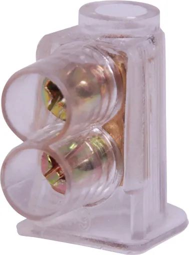  Insulated connector for mains wiring.  40A rating.  6mm hole.  Clear 
moulding.