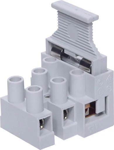 Current Rating (Fuse Holder): 6.3A 250V
Current Rating (Terminal Block): 10A 250V
Dissipated Power: 3W
Fuse Size: 5x20mm
Material: UL 94-V0