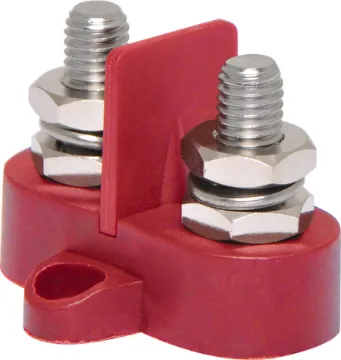 Dual Red M8 Power Distribution Post This Dual Red M8 Power Distribution Post is a heavy duty stainless steel post that is mounted on a moulded plastic base. 48V DC max.