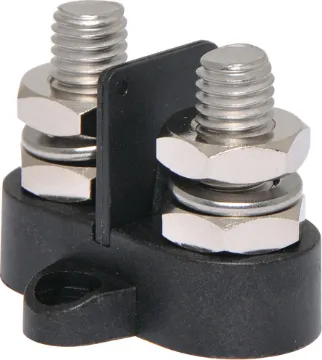 Dual Black M10 Power Distribution Post This Dual Black M10 Power Distribution Post is a heavy duty stainless steel post that is mounted on a moulded plastic base. 48V DC max.