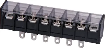 6 Way Barrier Terminal With Cover Pin Spacing: 9.5mm
Current Rating: 20A at 300V
Solder Lugs: Tin Plated Brass
Screw: Nickel Plated Steel
Housing: Thermoplastic UL94V-O, Black
