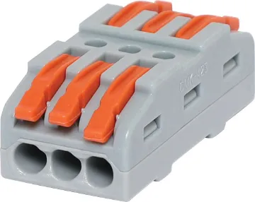 3 x 3 Way Joiner Splicing Terminal Block Splice joiners as used in lighting circuitry. Secure cage clamp connection. Suit 0.08-4mm2. Max ferruled conductor 2.5mm2. 32A 400V AC