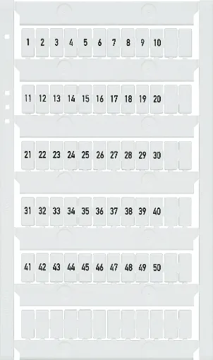 Terminal labels numbered 1 to 50. Suit the following 25A DIN Rail terminals: P 2400, P 2407, P 2410, P 2413.