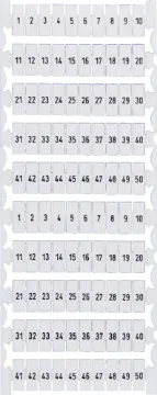 DIN Rail Labels 1-50 Suit 35A Terminals Terminal labels numbered 1 to 50.