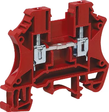 25A 2.5mm Red DIN Rail Terminal Designed to be ganged together to form as many poles as required to suit your application. Suitable for 35mm top hat and asymmetrical "G" Type DIN rail mounts. 600V rated.