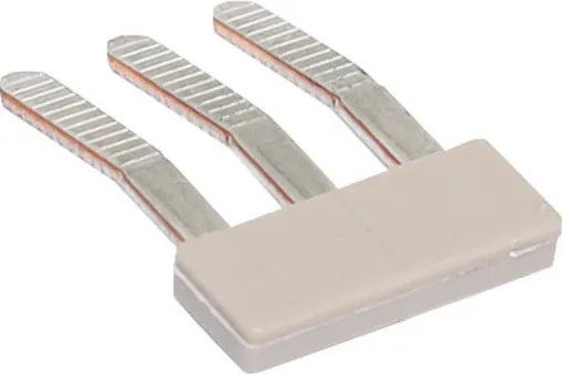 This 3 way insertion bridge allows for the joining of two ganged DIN rail terminals. It inserts below the DIN rail terminal screw cage and distributes the connection to the 2 terminals adjacent. Prongs are scored to prevent dislodgement from the terminal.