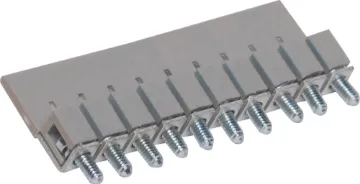 Grey Shorting Link For 25A 2.5mm DIN Rail Terminals Designed to be ganged together to form as many poles as required to suit your application. Suitable for 35mm top hat and asymmetrical “G” Type DIN rail mounts.
600V rated. 25A. Grey.