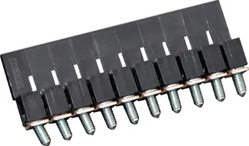 Black Shorting Link For 25A 2.5mm DIN Rail Terminals Designed to be ganged together to form as many poles as required to suit your application. Suitable for 35mm top hat and asymmetrical “G” Type DIN rail mounts.
600V rated. 25A. Black.