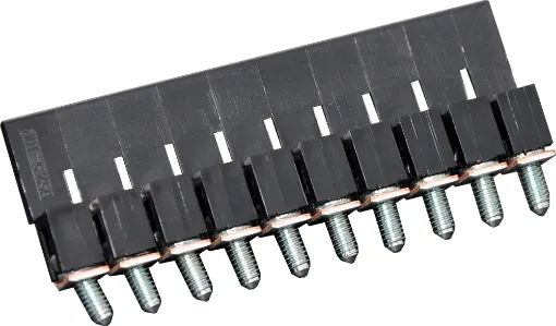 Designed to be ganged together to form as many poles as required to suit your application. Suitable for 35mm top hat and asymmetrical “G” Type DIN rail mounts.
600V rated. 25A. Black.