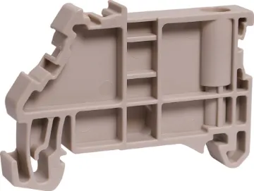 DIN Rail Terminal End Clamp Designed to be ganged together to form as many poles as required to suit your application. Suitable for 35mm top hat and asymmetrical “G” Type DIN rail mounts.
