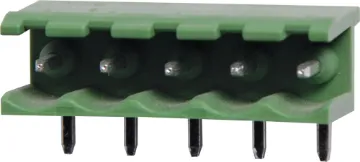 5 Way 5.08mm Horiz. PCB Mount Pluggable Skt 5 Way.
Horizontal Mount.
90 Degree Pins
Rated 10A at 300V