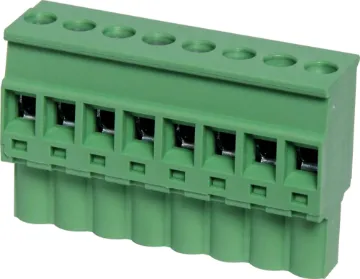 8 Way 5.08mm Vert. Pluggable Terminal Plug Screw Terminal Plugs
Rated 10A at 300V.
Cable hole entry size up to 4mm2 or 12AWG.