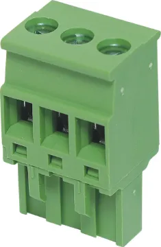 3 Way 5.08mm Vert. Top Entry Pluggable Terminal Plug Rising clamp type terminals. Rated 15A at 300V.
