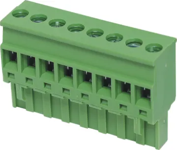 8 Way 5.08mm Vert. Top Entry Pluggable Terminal Plug Rising clamp type terminals. Rated 15A at 300V.