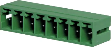 8 Way 3.81mm Vert. PCB Mnt Boxed Pluggable Skt 8 Way.
Vertical Mount Boxed
Rated 8A at 150V