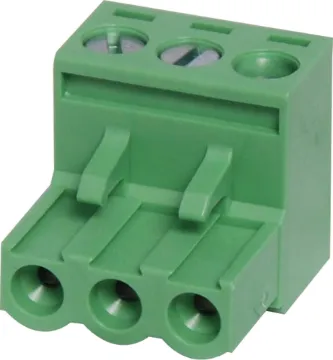 3 Way 5mm Pluggable Terminal Plug Screw terminal plugs with rising clamp type terminals.
3 Way.
Rated 10A at 300V.
Cable hole entry size up to 4mm2 or 12AWG.
