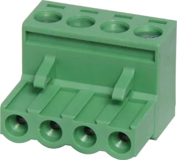 4 Way 5mm Pluggable Terminal Plug Screw terminal plugs with rising clamp type terminals.
4 Way.
Rated 10A at 300V.
Cable hole entry size up to 4mm2 or 12AWG.