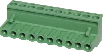 10 Way 5mm Pluggable Terminal Plug Screw terminal plugs with rising clamp type terminals.
10 Way.
Rated 10A at 300V.
Cable hole entry size up to 4mm2 or 12AWG.