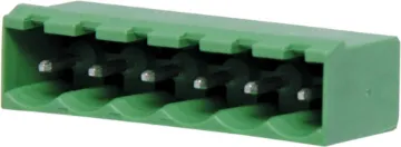 6 Way 5mm Vert. PCB Mount Boxed Pluggable Skt Vertical mount
Rated 10A at 300V
PCB pins 1.2mm  dia..