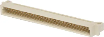 64 Pin Male Row A&B 90 Deg. PCB Mount DIN 41612 Moulded glass-filled polyester connectors to DIN 41612 with gold contacts. The plug moulding houses single piece 90 deg. Angled pins on a 0.1 inch pitch between rows, allowing horizontal mounting on Eurocards whilst the mating sockets have flow solde
