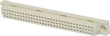 96 Pin Female Rows A-B&C PCB Mount DIN 41612 Moulded glass-filled polyester connectors to DIN 41612 with gold contacts. The plug moulding houses single piece 90 deg. Angled pins on a 0.1 inch pitch between rows, allowing horizontal mounting on Eurocards whilst the mating sockets have flow solde