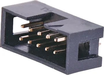 10 Pin Vertical PCB Mount Boxed Header Contact Resistance: 30M Ohm max @ 100mA DC
Insulator Resistance: 1000M Ohm @ 500V DC
Current Rating: 1 A
Contact Material: Gold plated brass
Housing: PBT & 30% Glass Fibre