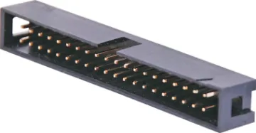 40 Pin Vertical PCB Mount Boxed Header Contact Resistance: 30M Ohm max @ 100mA DC
Insulator Resistance: 1000M Ohm @ 500V DC
Current Rating: 1 A
Contact Material: Gold plated brass
Housing: PBT & 30% Glass Fibre