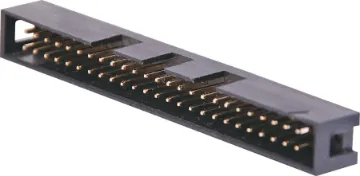50 Pin Vertical PCB Mount Boxed Header Contact Resistance: 30M Ohm max @ 100mA DC
Insulator Resistance: 1000M Ohm @ 500V DC
Current Rating: 1 A
Contact Material: Gold plated brass
Housing: PBT & 30% Glass Fibre
