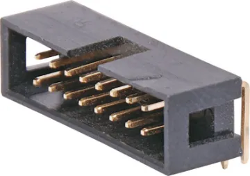 16 Pin Right Angle PCB Mount Boxed Header Contact Resistance: 30M Ohm max @ 100mA DC
Insulator Resistance: 1000M Ohm @ 500V DC
Current Rating: 1 A
Contact Material: Gold plated brass
Housing: PBT & 30% Glass Fibre