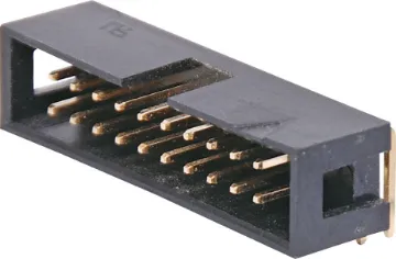 20 Pin Right Angle PCB Mount Boxed Header Contact Resistance: 30M Ohm max @ 100mA DC
Insulator Resistance: 1000M Ohm @ 500V DC
Current Rating: 1 A
Contact Material: Gold plated brass
Housing: PBT & 30% Glass Fibre