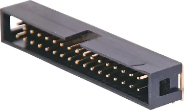 34 Pin Right Angle PCB Mount Boxed Header Contact Resistance: 30M Ohm max @ 100mA DC
Insulator Resistance: 1000M Ohm @ 500V DC
Current Rating: 1 A
Contact Material: Gold plated brass
Housing: PBT & 30% Glass Fibre