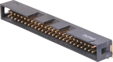 50 Pin Right Angle PCB Mount Boxed Header Contact Resistance: 30M Ohm max @ 100mA DC
Insulator Resistance: 1000M Ohm @ 500V DC
Current Rating: 1 A
Contact Material: Gold plated brass
Housing: PBT & 30% Glass Fibre