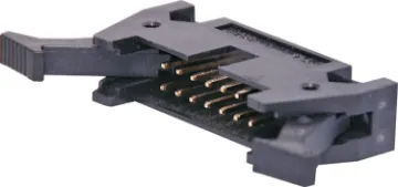 14 Pin Vertical PCB Mount Locking Header Contact Resistance: 30M Ohm max @ 100mA DC
Insulator Resistance: 1000M Ohm @ 500V DC
Current Rating: 1 A
Contact Material: Gold plated brass
Housing: PBT & 30% Glass Fibre