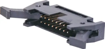 16 Pin Vertical PCB Mount Locking Header Contact Resistance: 30M Ohm max @ 100mA DC
Insulator Resistance: 1000M Ohm @ 500V DC
Current Rating: 1 A
Contact Material: Gold plated brass
Housing: PBT & 30% Glass Fibre