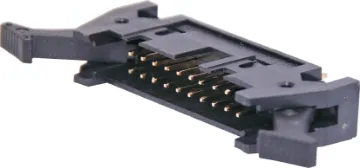 20 Pin Vertical PCB Mount Locking Header Contact Resistance: 30M Ohm max @ 100mA DC
Insulator Resistance: 1000M Ohm @ 500V DC
Current Rating: 1 A
Contact Material: Gold plated brass
Housing: PBT & 30% Glass Fibre