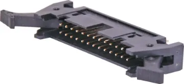 26 Pin Vertical PCB Mount Locking Header Contact Resistance: 30M Ohm max @ 100mA DC
Insulator Resistance: 1000M Ohm @ 500V DC
Current Rating: 1 A
Contact Material: Gold plated brass
Housing: PBT & 30% Glass Fibre