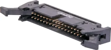 34 Pin Vertical PCB Mount Locking Header Contact Resistance: 30M Ohm max @ 100mA DC
Insulator Resistance: 1000M Ohm @ 500V DC
Current Rating: 1 A
Contact Material: Gold plated brass
Housing: PBT & 30% Glass Fibre